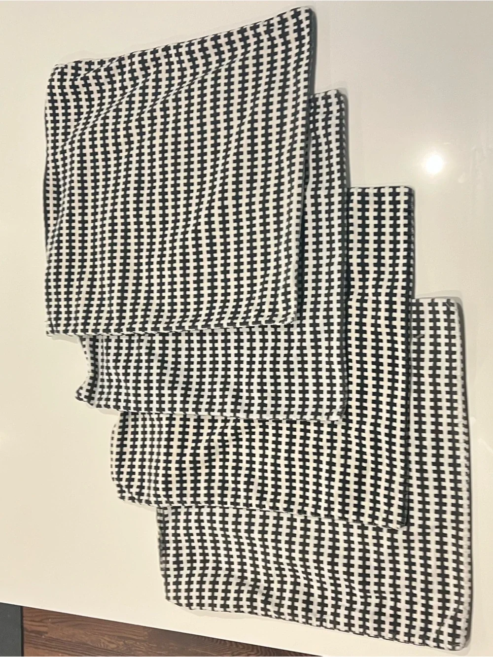 Set of 4 IKEA Black & White Stockholm m Velour Throw Pillow Covers 20”. Preowned